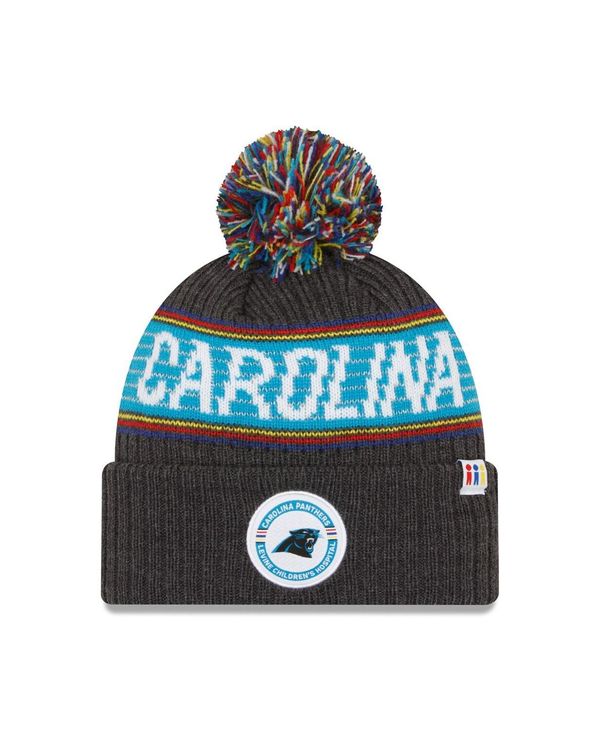  ニューエラ メンズ 帽子 アクセサリー Men's Heather Charcoal Carolina Panthers 2022 Greg Olsen x Atrium Health Levine Children's Hospital Pom Knit Hat Heather Charcoal