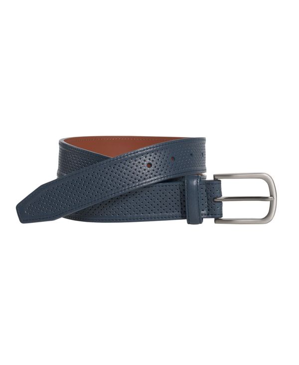 【送料無料】 ジョンストンアンドマーフィー メンズ ベルト アクセサリー Men's Perfed Leather Belt Navy