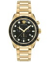 yz FT[` Y rv ANZT[ Men's Swiss Chronograph Greca Dome Gold Ion Plated Bracelet Watch 43mm Ip Yellow Gold