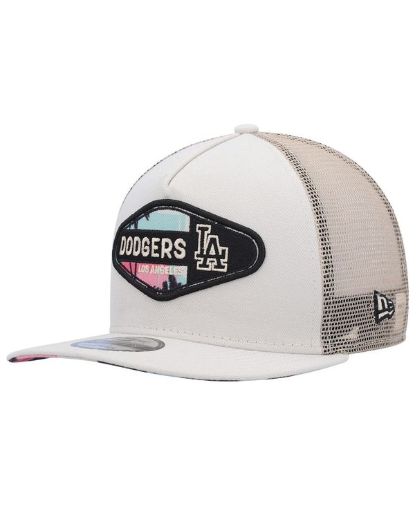 【送料無料】 ニューエラ メンズ 帽子 アクセサリー Men's Natural Los Angeles Dodgers Retro Beachin' Patch A-Frame Trucker 9FIFTY Snapback Hat Natural