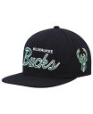 ミッチェル＆ネス 【送料無料】 ミッチェル&ネス メンズ 帽子 アクセサリー Men's Black Milwaukee Bucks Hardwood Classics Script 2.0 Snapback Hat Black