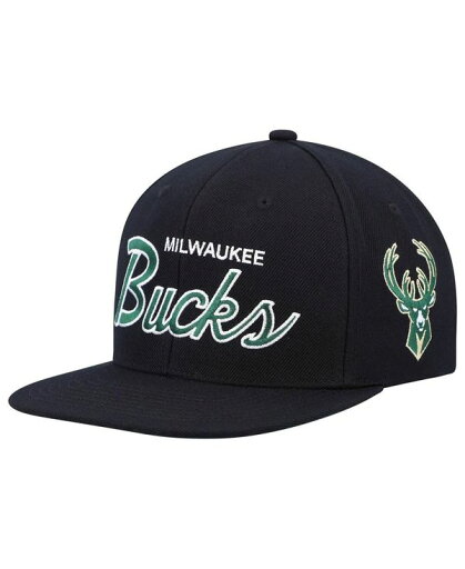 【送料無料】 ミッチェル&ネス メンズ 帽子 アクセサリー Men's Black Milwaukee Bucks Hardwood Classics Script 2.0 Snapback Hat Black 【送料無料】 ミッチェル&ネス メンズ 帽子 アクセサリー Men's Black Milwaukee Bucks Hardwood Classics Script 2.0 Snapback Hat Black