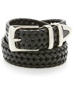 【送料無料】 ペリーエリス メンズ ベルト アクセサリー Men's Leather Braided Belt BLACK
