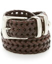 【送料無料】 ペリーエリス メンズ ベルト アクセサリー Men's Leather Braided Belt BROWN