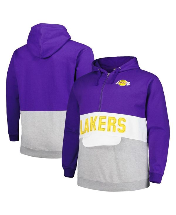 【送料無料】 ファナティクス メンズ パーカー スウェット フーディー アウター Men 039 s Branded Purple Los Angeles Lakers Big and Tall Anorak Half-Zip Hoodie Purple