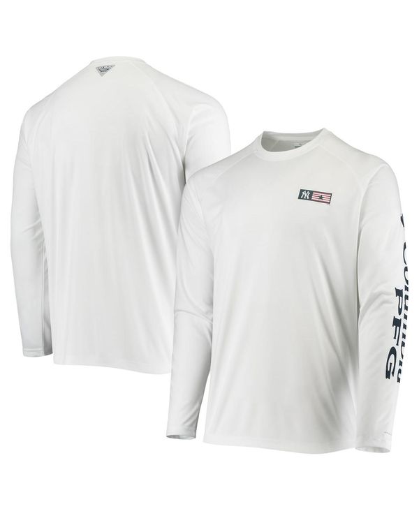 ̵ ӥ  T ȥåץ Men's White New York Yankees Americana Terminal Tackle Omni-Shade Raglan Long Sleeve T-shirt White