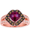 【送料無料】 ル ヴァン レディース リング アクセサリー Raspberry Rhodolite (1-7/8 ct. t.w.) & Diamond (1/3 ct. t.w.) Halo Ring in 14k Rose Gold Rhodolite