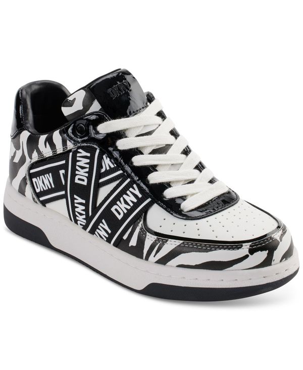  ダナ キャラン ニューヨーク レディース スニーカー シューズ Women's Olicia Lace-Up Logo-Strap Sneakers White/ Black Zebra