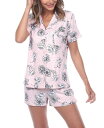 【送料無料】 ホワイトマーク レディース ナイトウェア アンダーウェア Women's Short Sleeve Floral Pajama Set, 2-Pi...