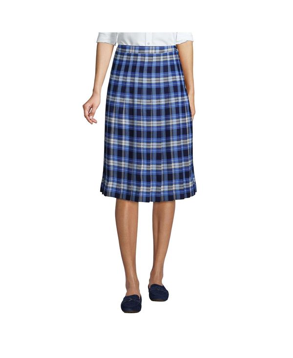 yz YGh fB[X XJ[g {gX School Uniform Women's Plaid Pleated Skirt Below the Knee Clear blue plaid