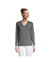 【送料無料】 ランズエンド レディース シャツ トップス Women's Relaxed Supima Cotton Long Sleeve V-Neck T-Shirt Charcoal heather(4)