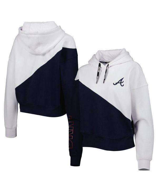 yz _i L j[[N fB[X p[J[EXEFbg t[fB[ AE^[ Women's Navy, White Atlanta Braves Bobbi Colorblock Pullover Hoodie Navy, White