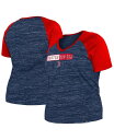 【送料無料】 ニューエラ レディース Tシャツ トップス Women's Navy Boston Red Sox Plus Size Space Dye Raglan V-Neck T-shirt Navy