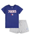 【送料無料】 ファナティクス レディース Tシャツ トップス Women's Branded Royal, Heather Gray Philadelphia 76ers Plus Size T-shirt and Shorts Combo Set Royal, Heather Gray