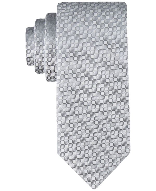 カルバン・クライン ネクタイ 【送料無料】 カルバンクライン メンズ ネクタイ アクセサリー Men's Checkered Geo-Print Tie Silver