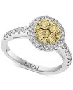 【送料無料】 エフィー レディース リング アクセサリー EFFY&reg; Yellow & White Diamond Halo Cluster Ring (5/8 ct. t.w.) in 14k White & Yellow Gold Two Tone