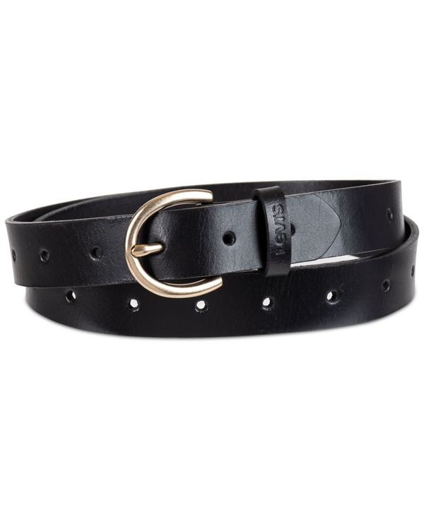 リーバイス 【送料無料】 リーバイス レディース ベルト アクセサリー Women's Slim Adjustable Perforated Leather Belt Black