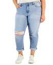 【送料無料】 セレブリティピンク レディース デニムパンツ ジーンズ ボトムス Trendy Plus Size Cuffed Girlfriend Jeans Tide Pool(4)
