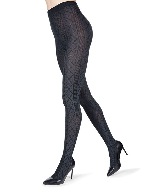 【送料無料】 メモイ レディース ショルダーバッグ バッグ Women 039 s Crossing Diamond Patterned Sweater Tights Dark Gray