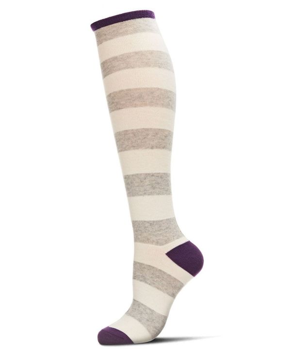 メモイ レディース アンダーウェア 靴下 MeMoi Women's Shaded Stripes Cashmere Blend Knee High Socks Light Gray Heather-Purple グレー(4)