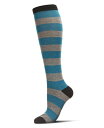 【送料無料】 メモイ レディース 靴下 アンダーウェア Women's Shaded Stripes Cashmere Blend Knee High Socks Majestic Blue Heather