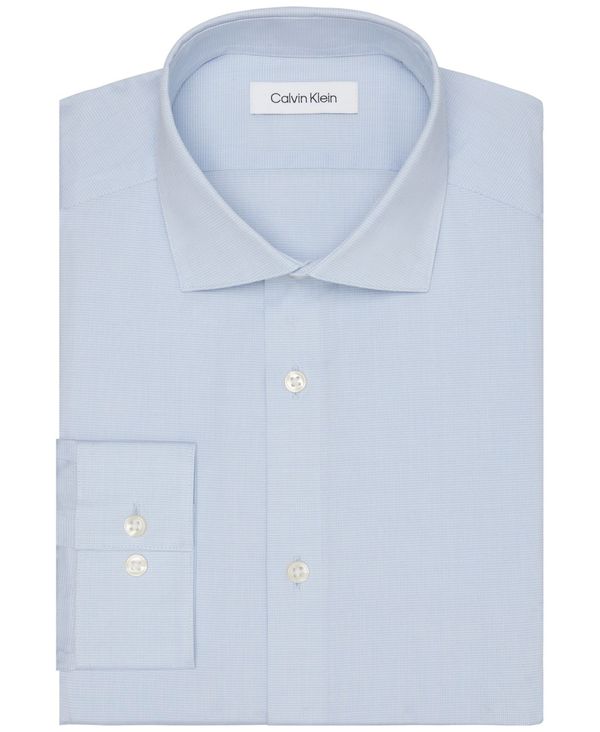 カルバン・クライン 【送料無料】 カルバンクライン メンズ シャツ トップス Men's Steel + Slim-Fit Wrinkle-Free Dress Shirt Blue