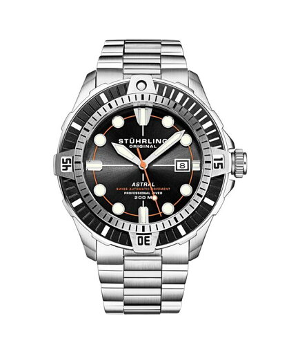 【送料無料】 ストゥーリング メンズ 腕時計 アクセサリー Men's Aquadiver Silver-tone Stainless Steel , Black Dial , 45mm Round Watch Silver-tone 【送料無料】 ストゥーリング メンズ 腕時計 アクセサリー Men's Aquadiver Silver-tone Stainless Steel , Black Dial , 45mm Round Watch Silver-tone