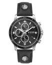 yz FTX FT[` Y rv ANZT[ Men's Chronograph Quartz Bicocca Black Textured Leather Strap 46mm Silver