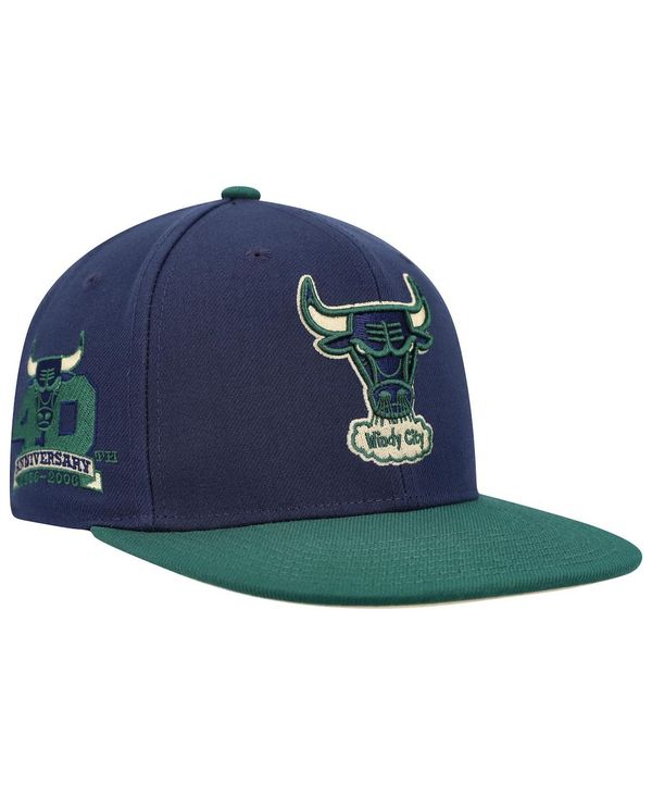 ミッチェル＆ネス 【送料無料】 ミッチェル&ネス メンズ 帽子 アクセサリー Men's Navy, Green Chicago Bulls 40th Anniversary Hardwood Classics Grassland Fitted Hat Navy, Green