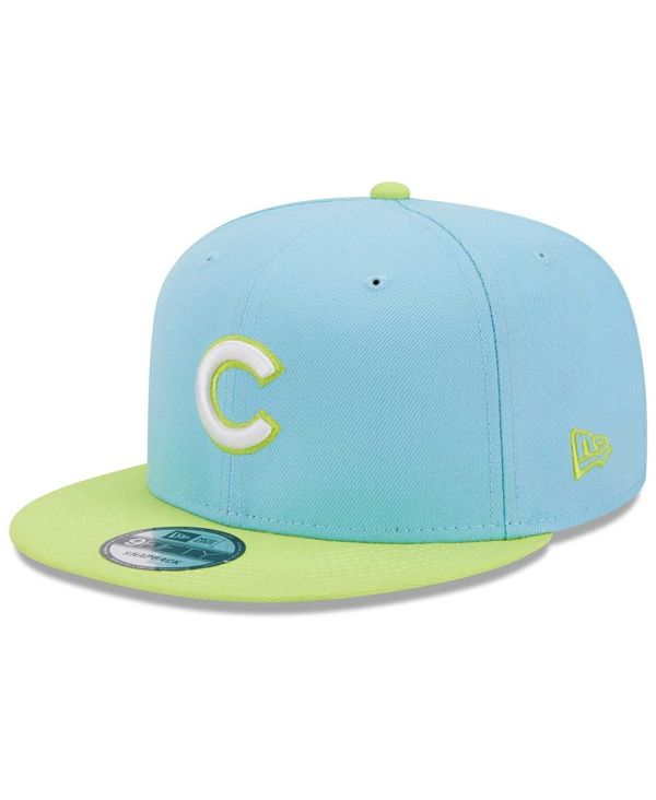     j[G Y Xq ANZT[ Men's Light Blue and Neon Green Chicago Cubs Spring Basic Two-Tone 9FIFTY Snapback Hat Light Blue, Neon Green