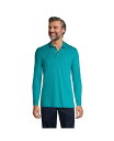 【送料無料】 ランズエンド メンズ ポロシャツ トップス School Uniform Men's Long Sleeve Interlock Polo Shirt Teal breeze