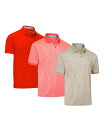 【送料無料】 ミオマリオ メンズ ポロシャツ トップス Men's Designer Golf Polo Shirt - 3 Pack Khaki, salmon red, red