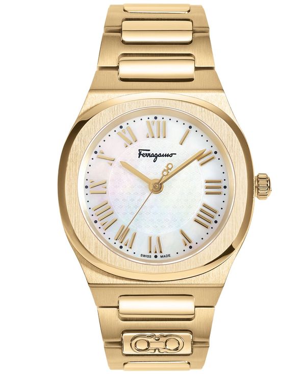 【送料無料】 サルヴァトーレ フェラガモ レディース 腕時計 アクセサリー Women's Swiss Elliptical Gold Ion Plated Bracelet Watch 36mm Ip Yellow Gold