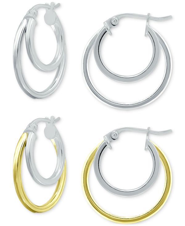 楽天ReVida 楽天市場店【送料無料】 ジャーニ ベルニーニ レディース ピアス・イヤリング アクセサリー 2-Pc. Set Double Hoop Earrings in Sterling Silver & 18k Gold-Plate, 3/4