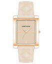 yz ANC fB[X rv ANZT[ Women's Three Hand Quartz Rectangular Rose Gold-Tone Alloy and Ivory Genuine Leather Strap Watch, 32mm Rose Gold, Ivory