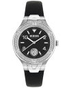 【送料無料】 ヴェルサス ヴェルサーチ レディース 腕時計 アクセサリー Women 039 s Three-Hand Quartz Vittoria Black Leather Strap 38mm Silver