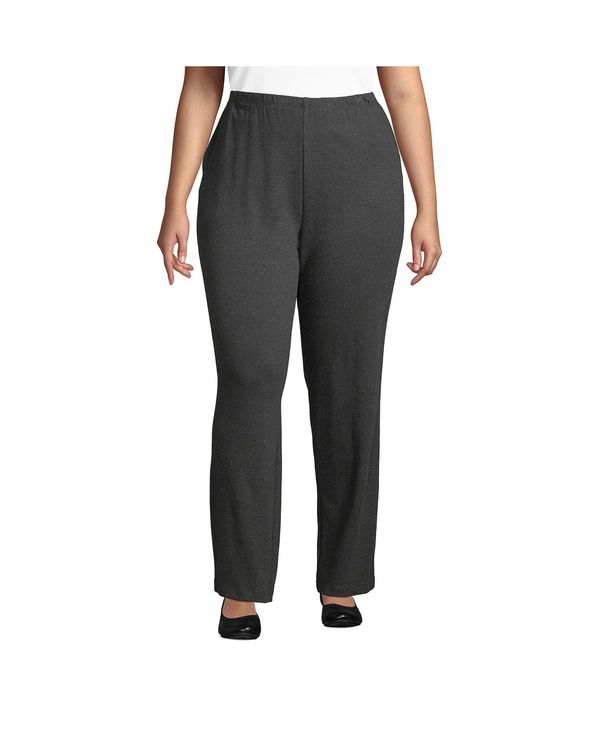 【送料無料】 ランズエンド レディース カジュアルパンツ ボトムス Women's Plus Size Sport Knit High Rise Elastic Waist Pull On Pants Dark charcoal heather
