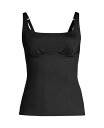 yz YGh fB[X gbv̂  Women's Plus Size DD-Cup Chlorine Resistant Square Neck Underwire Tankini Swimsuit Top Black