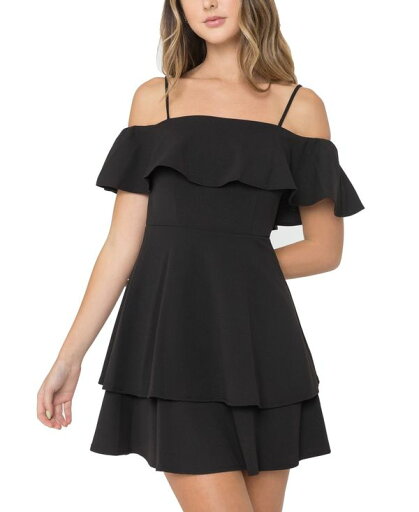 【送料無料】 ビーダーリン レディース ワンピース トップス Juniors' Ruffled Off-The-Shoulder Dress Black 【送料無料】 ビーダーリン レディース ワンピース トップス Juniors' Ruffled Off-The-Shoulder Dress Black