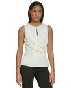 【送料無料】 ダナ キャラン ニューヨーク レディース シャツ トップス Women's Jewel-Neck Cross-Wrap Sleeveless Top Linen White