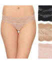 【送料無料】 ビーテンプテッド レディース パンツ アンダーウェア Women 039 s 3-Pk. Lace Kiss Thong Underwear 970582 Rose Smoke/ Au Natural/ Night