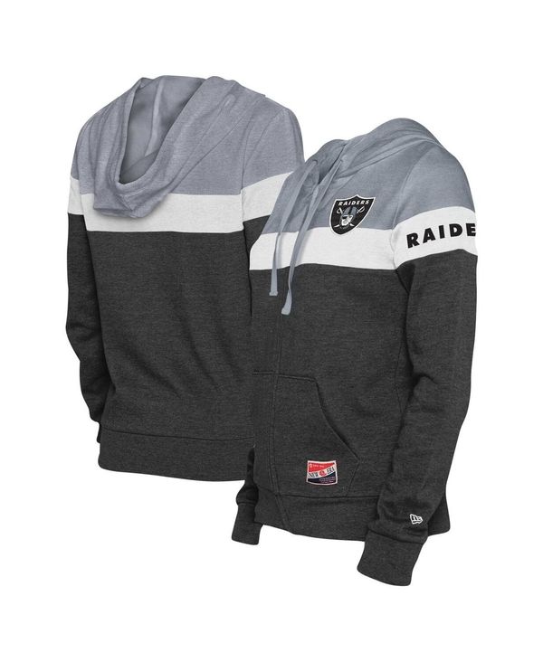 yz j[G fB[X p[J[EXEFbg t[fB[ AE^[ Women's Black, Silver Las Vegas Raiders Throwback Colorblock Full-Zip Hoodie Black, Silver