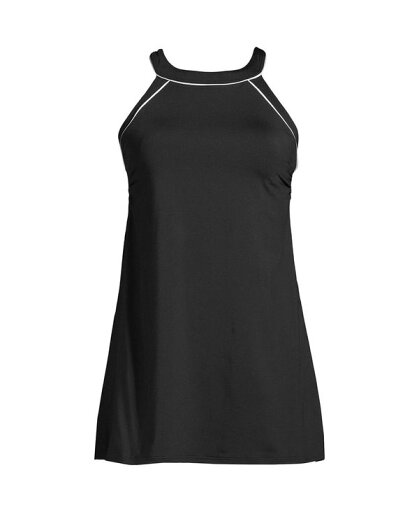 【送料無料】 ランズエンド レディース 上下セット 水着 Women's High Neck Swim Dress One Piece Swimsuit Adjustable Straps Black/white 【送料無料】 ランズエンド レディース 上下セット 水着 Women's High Neck Swim Dress One Piece Swimsuit Adjustable Straps Black/white