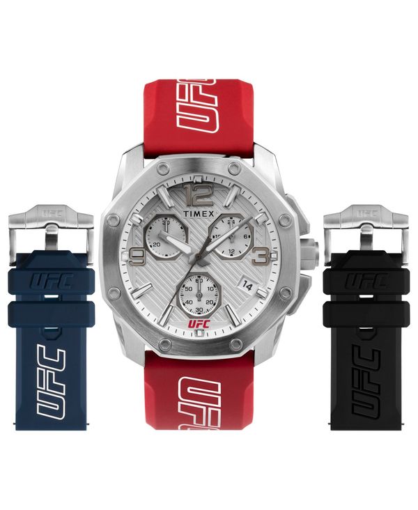 【送料無料】 タイメックス メンズ 腕時計 アクセサリー UFC Men's Quartz Icon Red Silicone Watch 45mm and Strap Gift Set Red