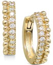 yz AW[ fB[X sAXECO ANZT[ Diamond Pav&eacute; & Bead Extra Small Hoop Earrings (1/6 ct. t.w.) in 14k Gold, 0.47