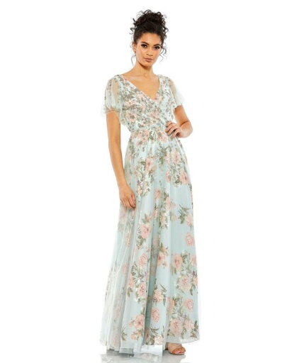 【送料無料】 マックダガル レディース ワンピース トップス Women's Floral Flutter Sleeve V-Neck Maxi Dress Blue multi 【送料無料】 マックダガル レディース ワンピース トップス Women's Floral Flutter Sleeve V-Neck Maxi Dress Blue multi