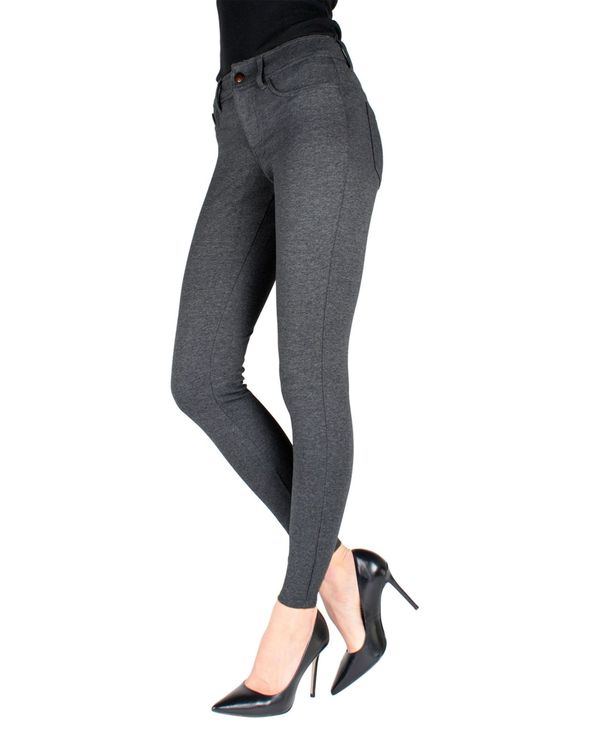 yz C fB[X MX {gX Women's Pants-Style Ponte Basic Pocket Leggings Dark Gray