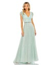 【送料無料】 マックダガル レディース ワンピース トップス Women's Sequined Wrap Over Ruffled Cap Sleeve Gow...