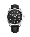 yz XgD[O Y rv ANZT[ Men's Black Leather Strap Watch 42mm Black