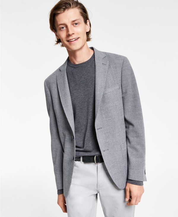 カルバン・クライン 【送料無料】 カルバンクライン メンズ ジャケット・ブルゾン アウター Men’s Slim-Fit Wool Textured Sport Coat Grey